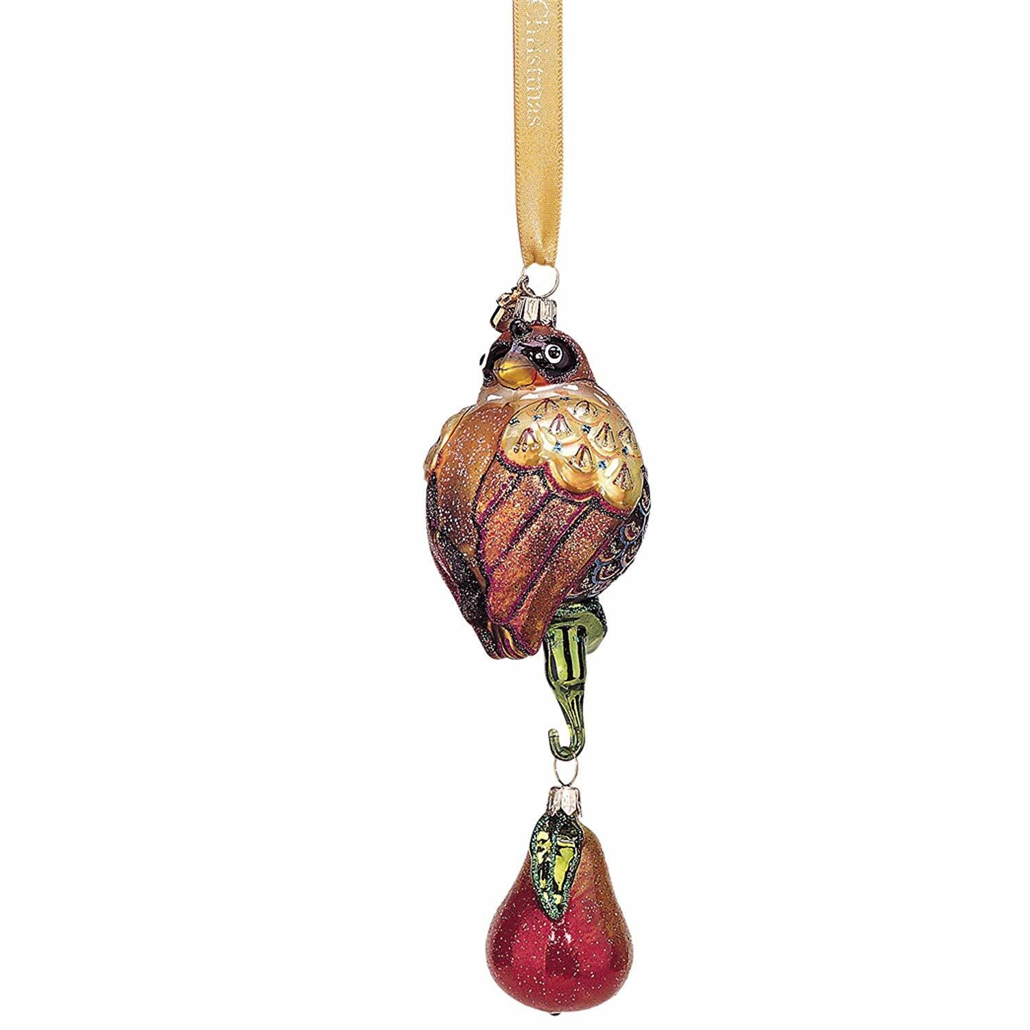Reed & Barton Partridge In A Pear Tree Glass Ornament 12 Days Of Christmas NEW 2