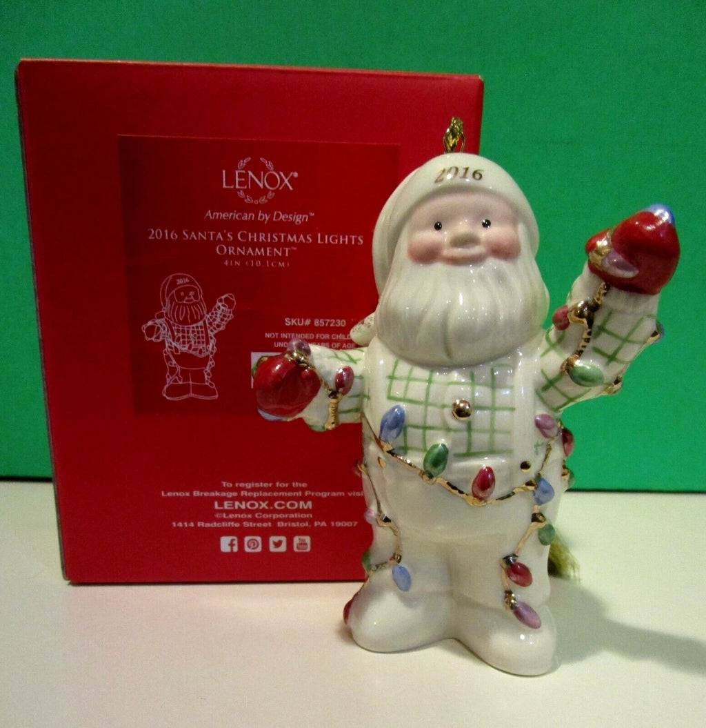 Lenox 2016 Annual Santa Figurine Ornament Santa's Tree Lights Christmas NEW7
