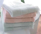 Yves Delorme Aqua Bath Sheet Towel Fringed Cotton Glacier 36"x59" Originel NEW2