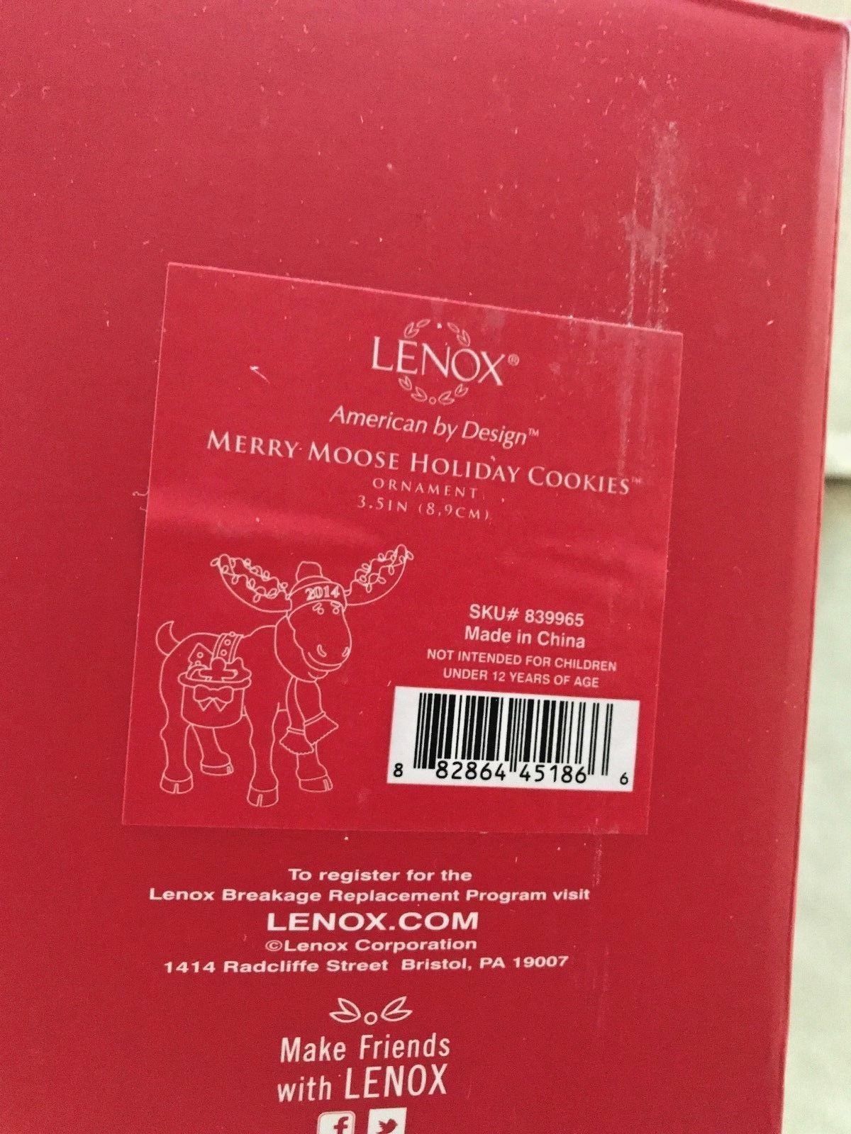 Lenox 2014  Merry Moose Figurine Ornament Annual Holiday Cookies Marcel NEW2