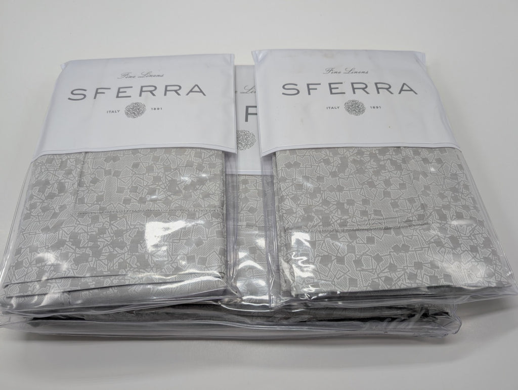 Sferra Catella Queen Duvet Euro Set 3PC Lunar Cotton Sateen Jacquard Italy NEW0