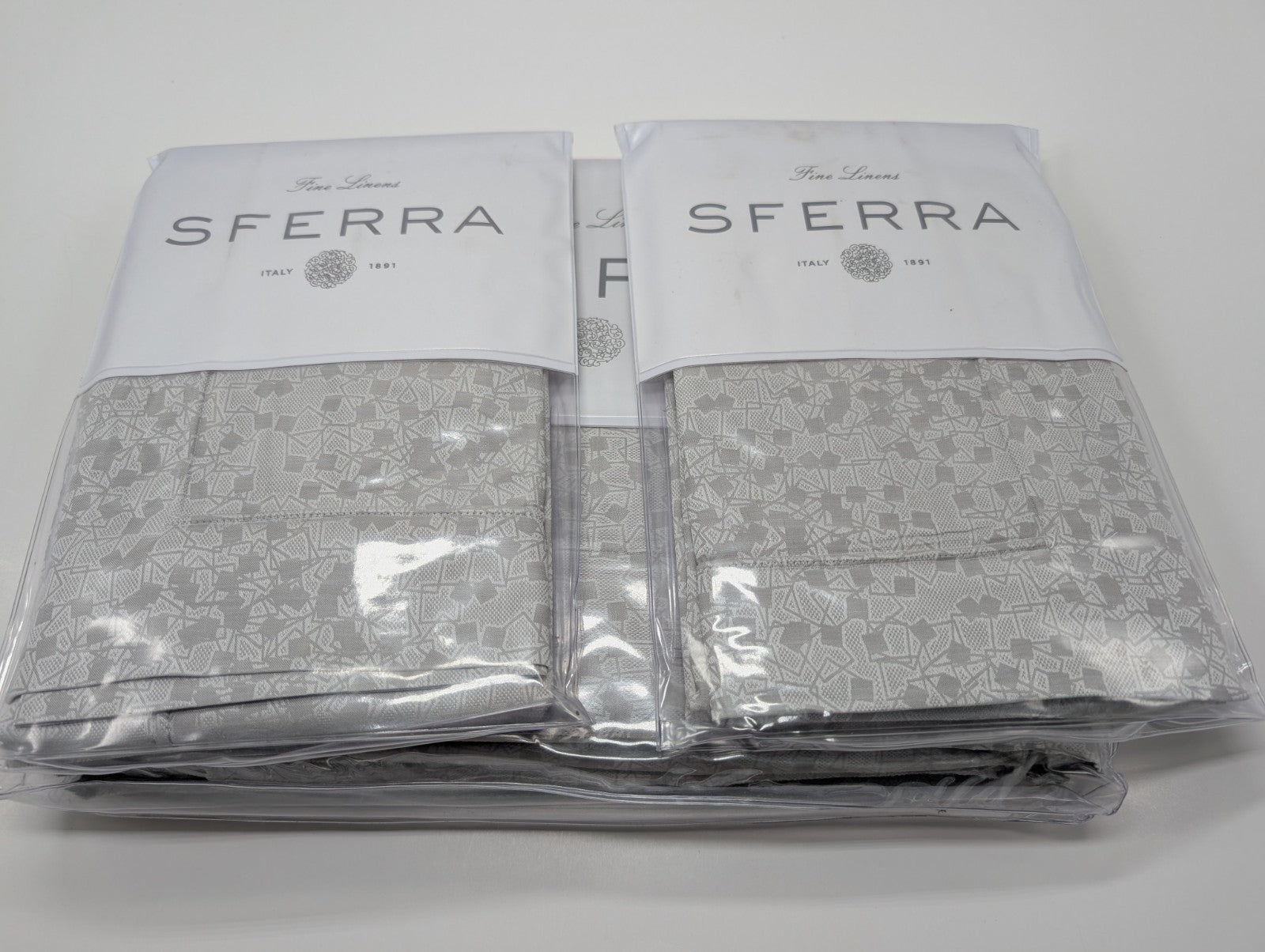Sferra Catella Queen Duvet Euro Set 3PC Lunar Cotton Sateen Jacquard Italy NEW0