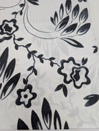 Yves Delorme Silhouette Queen Flat Sheet Black White Print Pink Cuff Percale NEW16