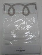 Yves Delorme Italics White Queen Duvet Tan Embroidery Egyptian Cotton Sateen NEW7