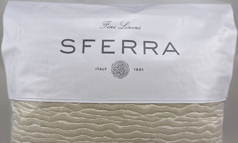 Sferra Ondate Dark Khaki King Blanket Cover Two Toned Textured Cotton Italy NEW0