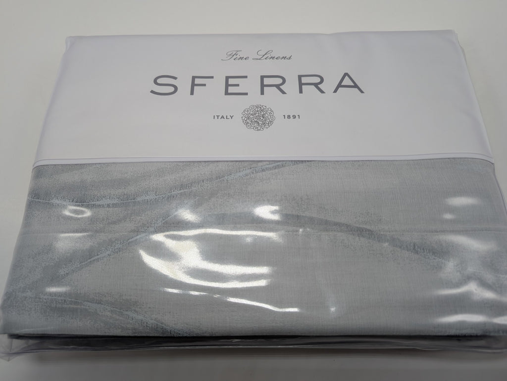 Sferra Tovino King Silver Blue Duvet Waves 100% Cotton Sateen Jacquard Italy NEW0
