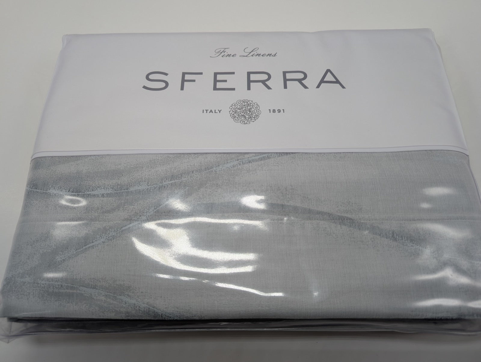 Sferra Tovino King Silver Blue Duvet Waves 100% Cotton Sateen Jacquard Italy NEW0