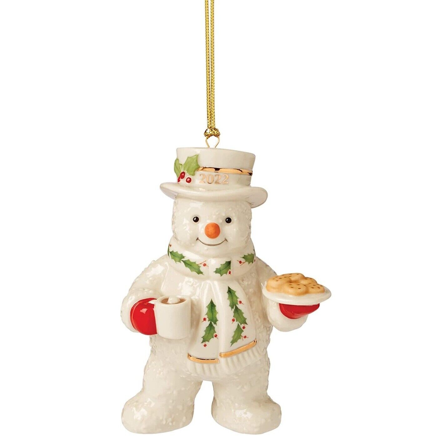 Lenox 2022 Snowman Figurine Ornament Annual Treats Cookies Cocoa Christmas NEW2