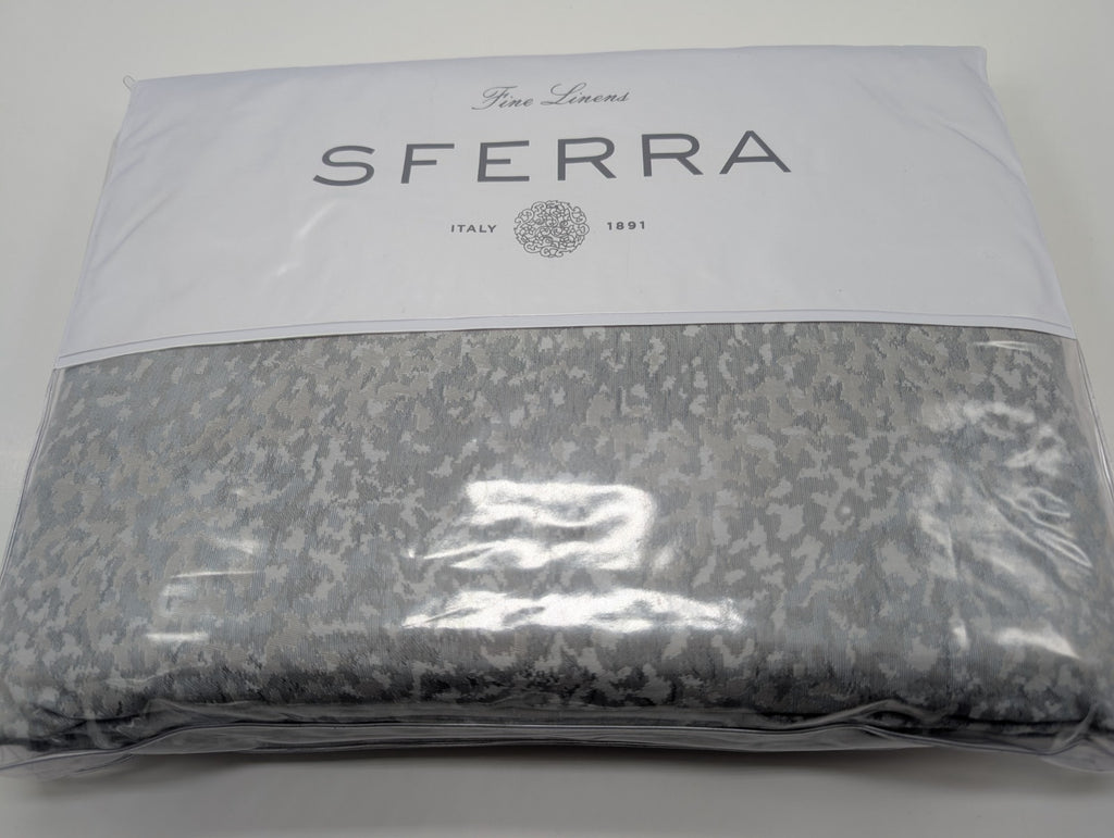 Sferra Bione Grey Queen Duvet Textured Pattern Cotton Sateen Jacquard Italy NEW16