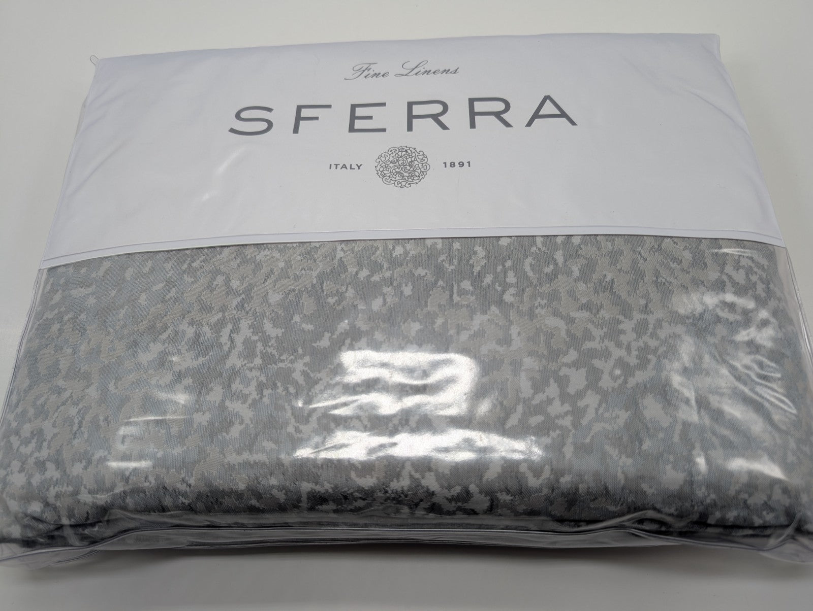 Sferra Bione Grey Queen Duvet Textured Pattern Cotton Sateen Jacquard Italy NEW16