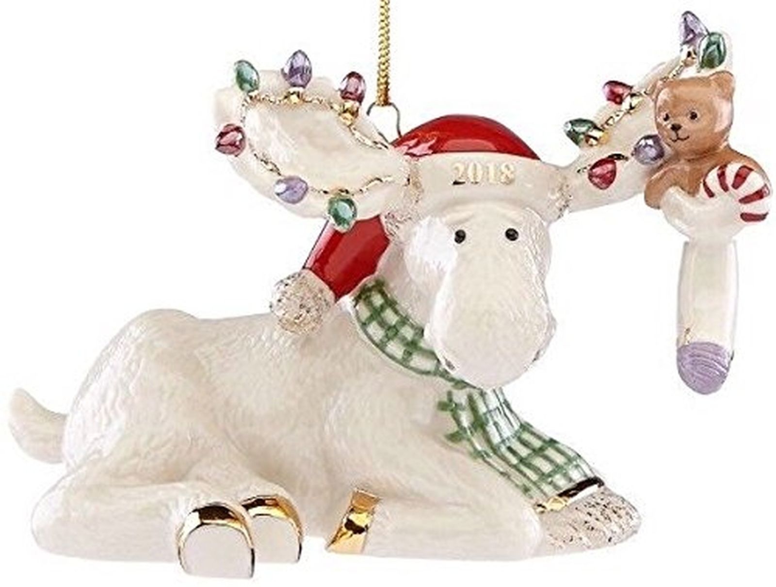 Lenox 2018 Moose Figurine Ornament Annual Marcel's Christmas Stocking Teddy NEW0