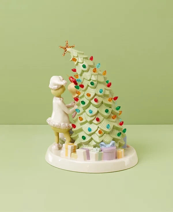 Lenox Grinch Trimming The Tree Lighted LED Figurine Grinchmas Cindy Lou Max NEW1