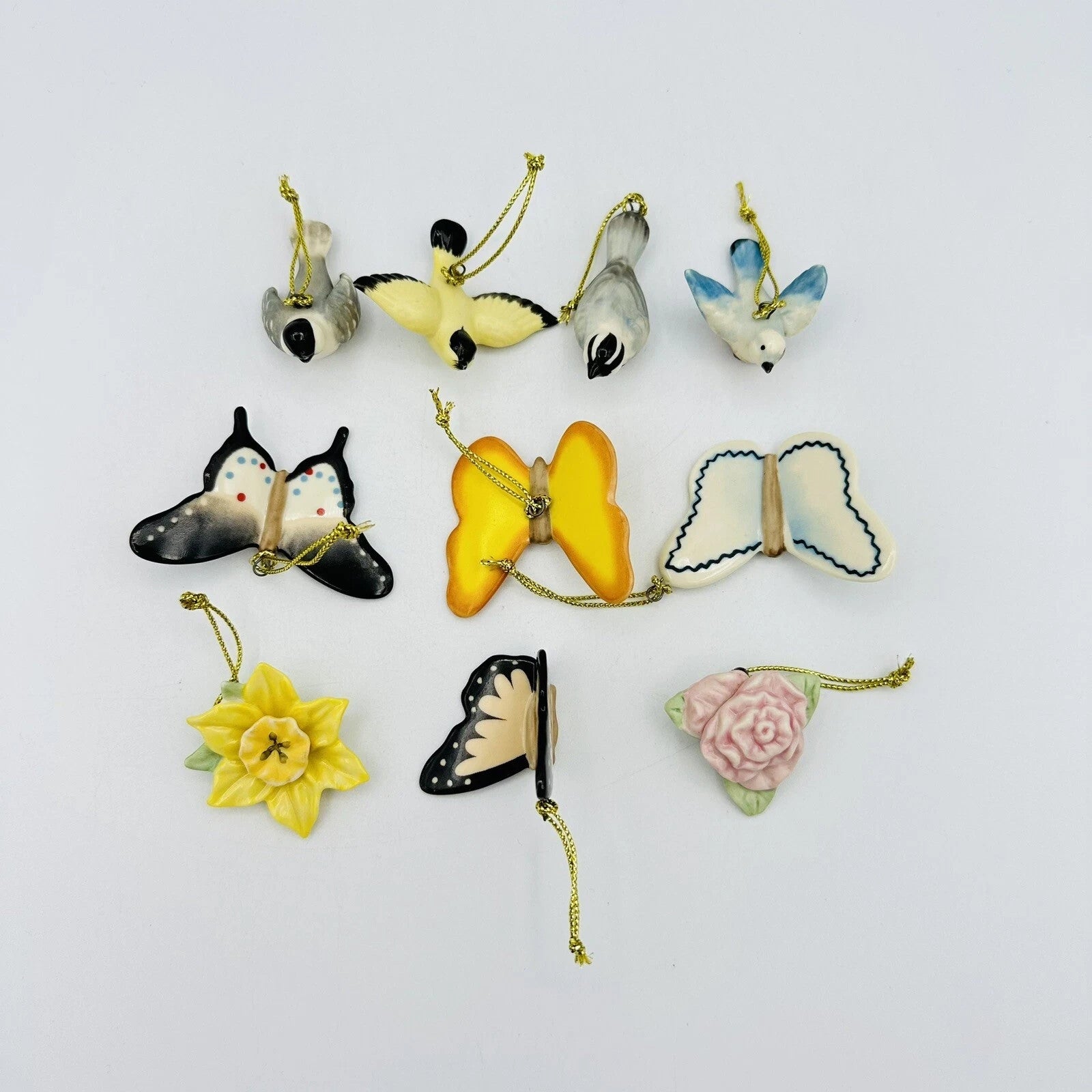 Lenox Spring Easter Mini Tree Ornaments Set 10 Flower Bird Butterfly Retired NEW13