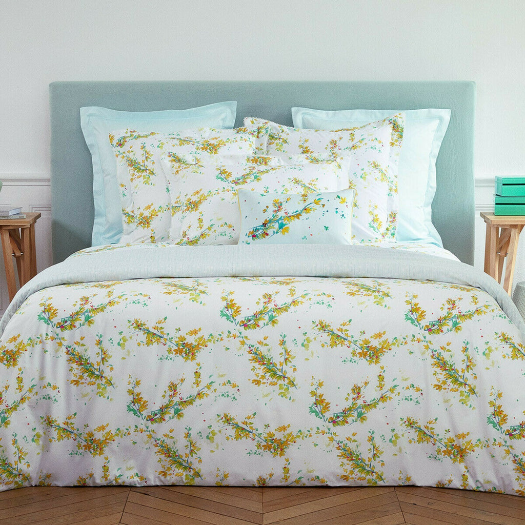 Yves Delorme Lucine Queen Coverlet Quilted Floral Print  Reversible Cotton NEW8