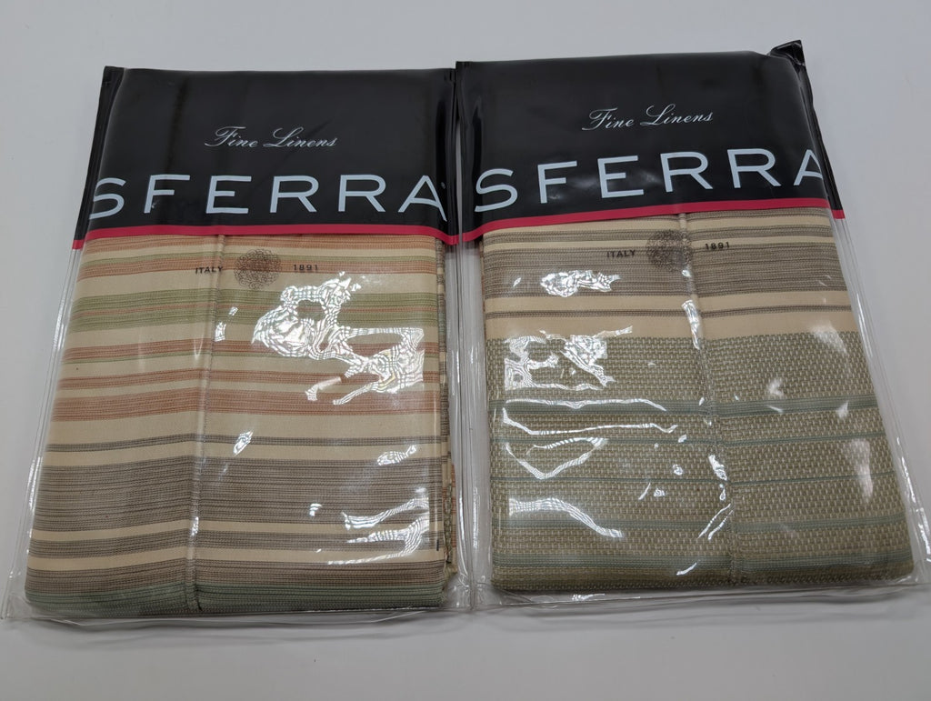 Sferra Blake King Shams 2 Egyptian Cotton/Linen Jacquard Stripes 600TC Italy NEW4