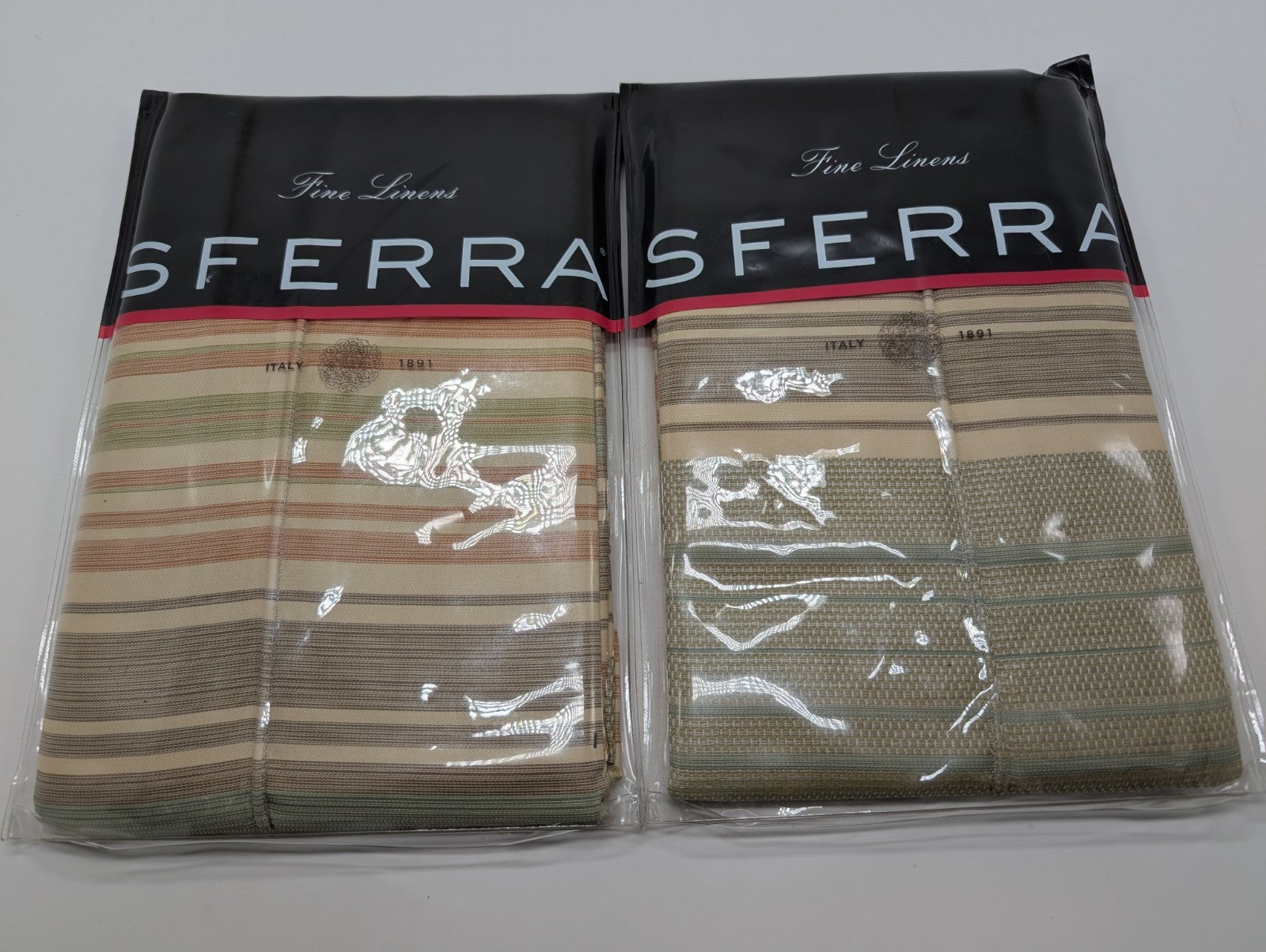 Sferra Blake King Shams 2 Egyptian Cotton/Linen Jacquard Stripes 600TC Italy NEW4