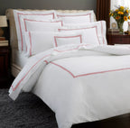 Sferra Grande Hotel King Sham Egyptian Percale White/Berry Double Stitch New6
