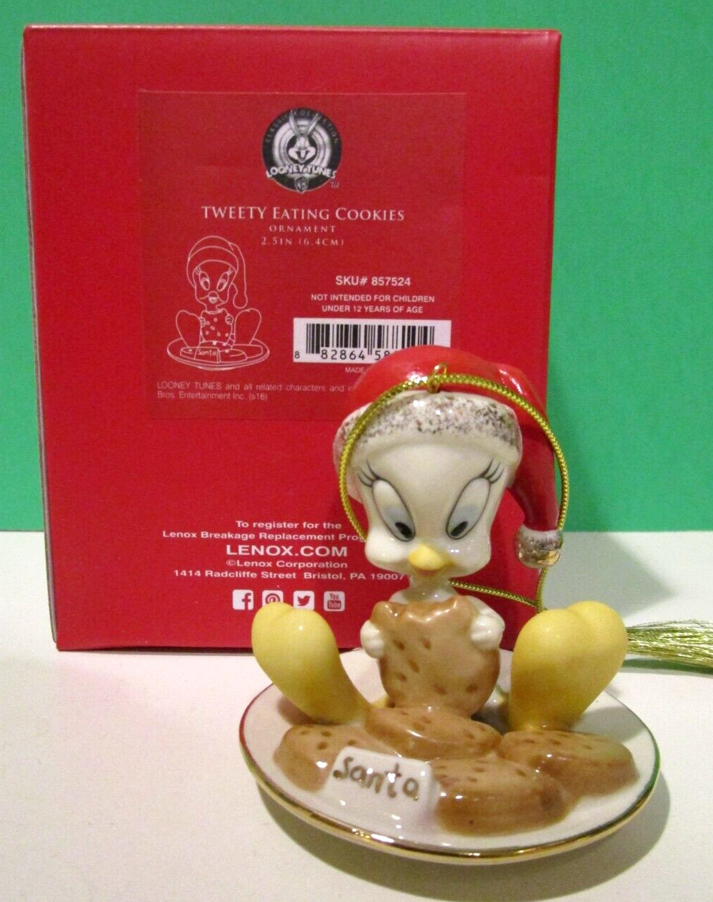 Lenox Tweety Bird Eating Cookies Figurine Ornament Looney Tunes Christmas NEW4