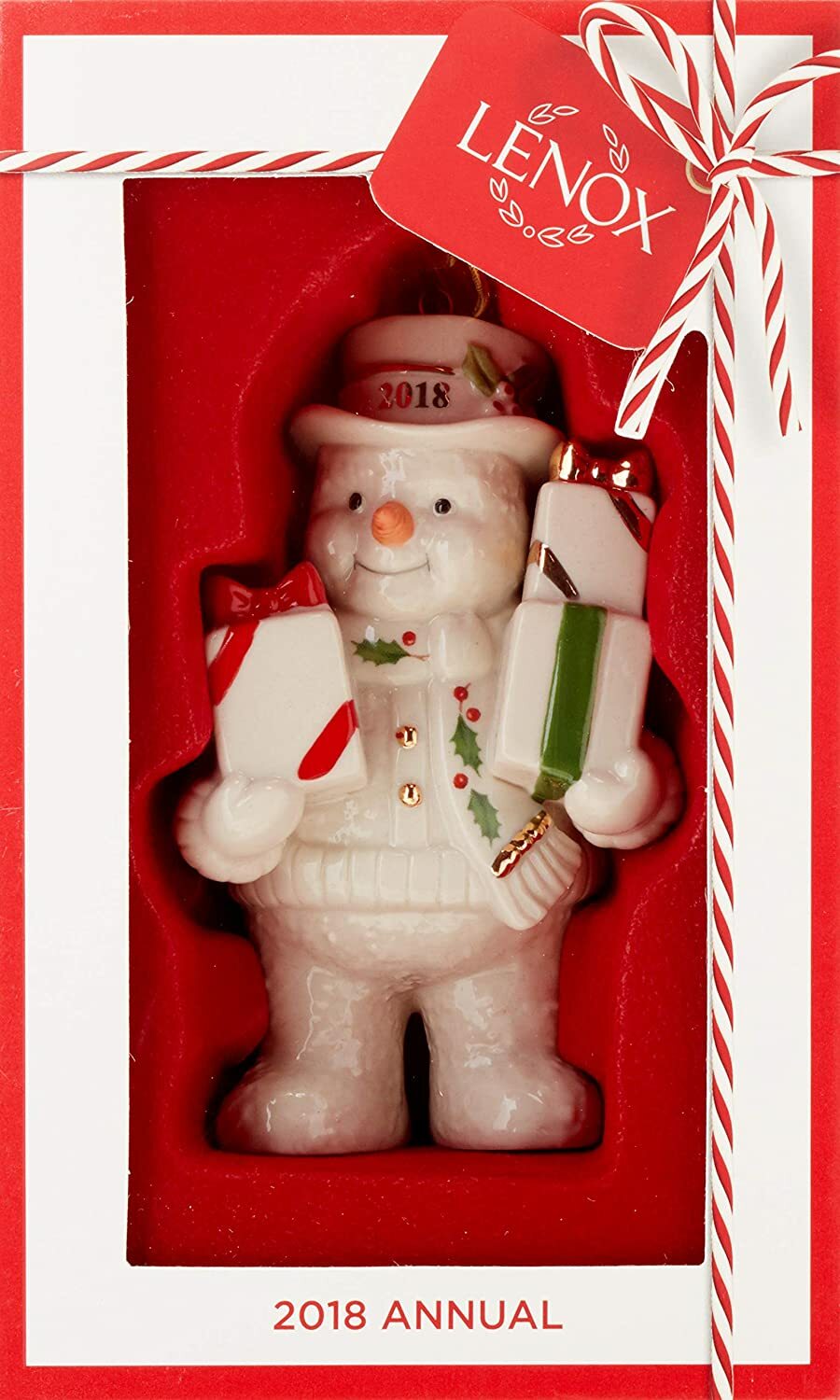 Lenox 2018 Snowman Figurine Ornament Annual Gifts Galore Happy Holly Days NEW1