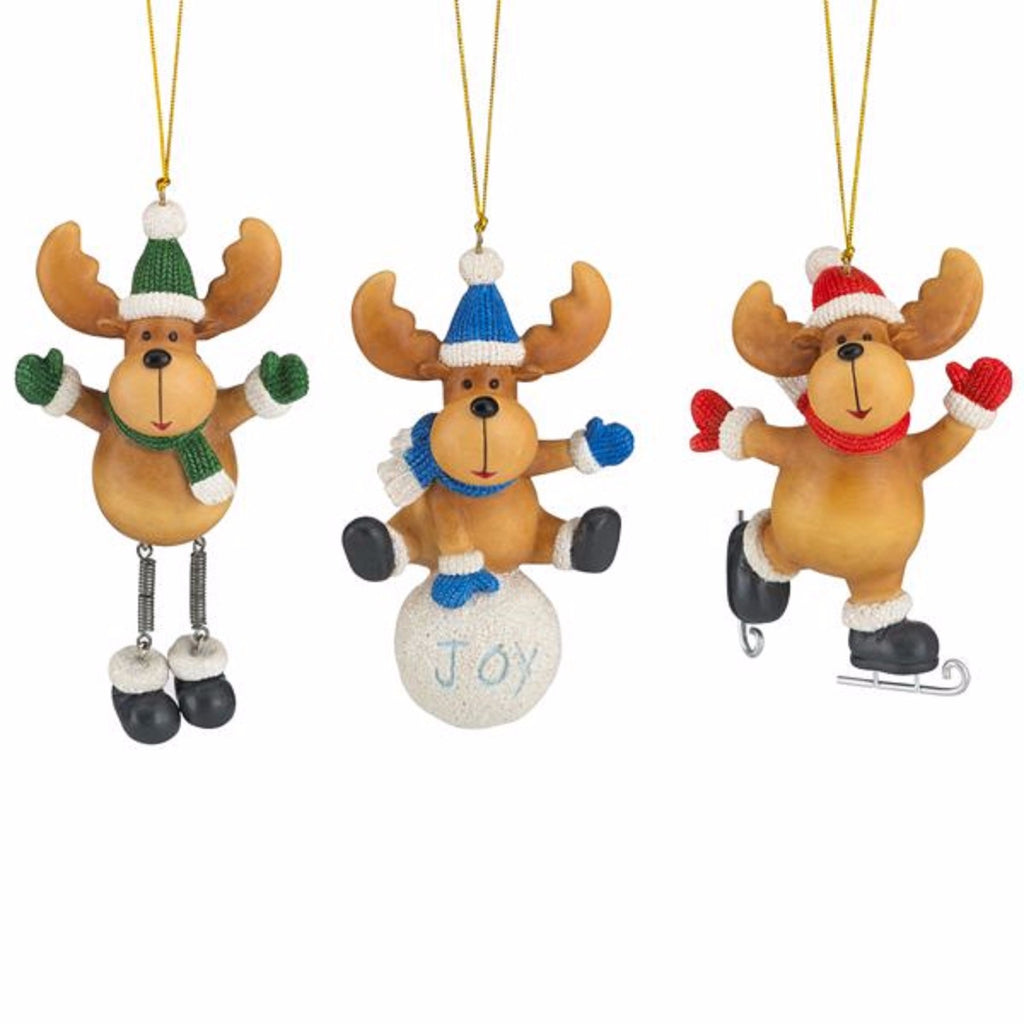 Lenox Moose Ornament Set of 3 Skating Snowball Fun Winter Antics Christmas NEW0