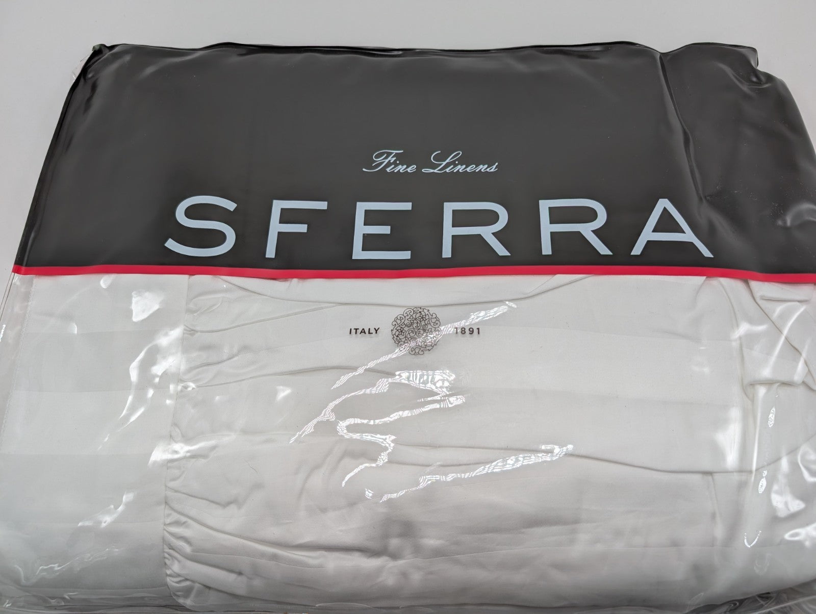 Sferra Presidio White King Dust Ruffle Stripe Gathered Egyptian Cotton Italy NEW0
