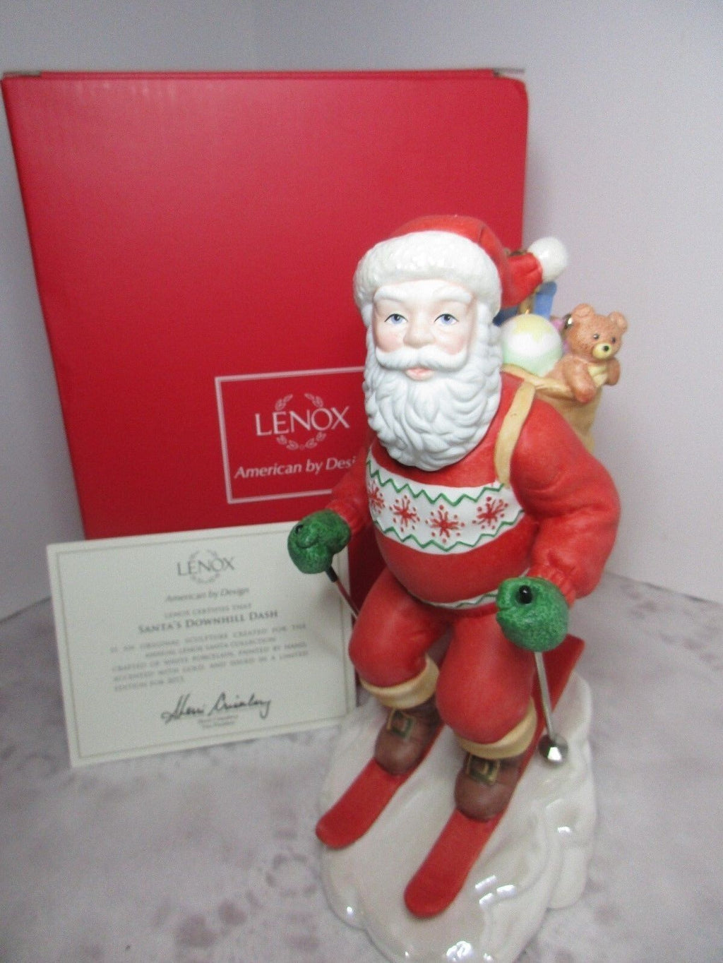Lenox 2013 Santa Figurine Annual Skiing Toy Delivery Downhill Dash Christmas NEW4