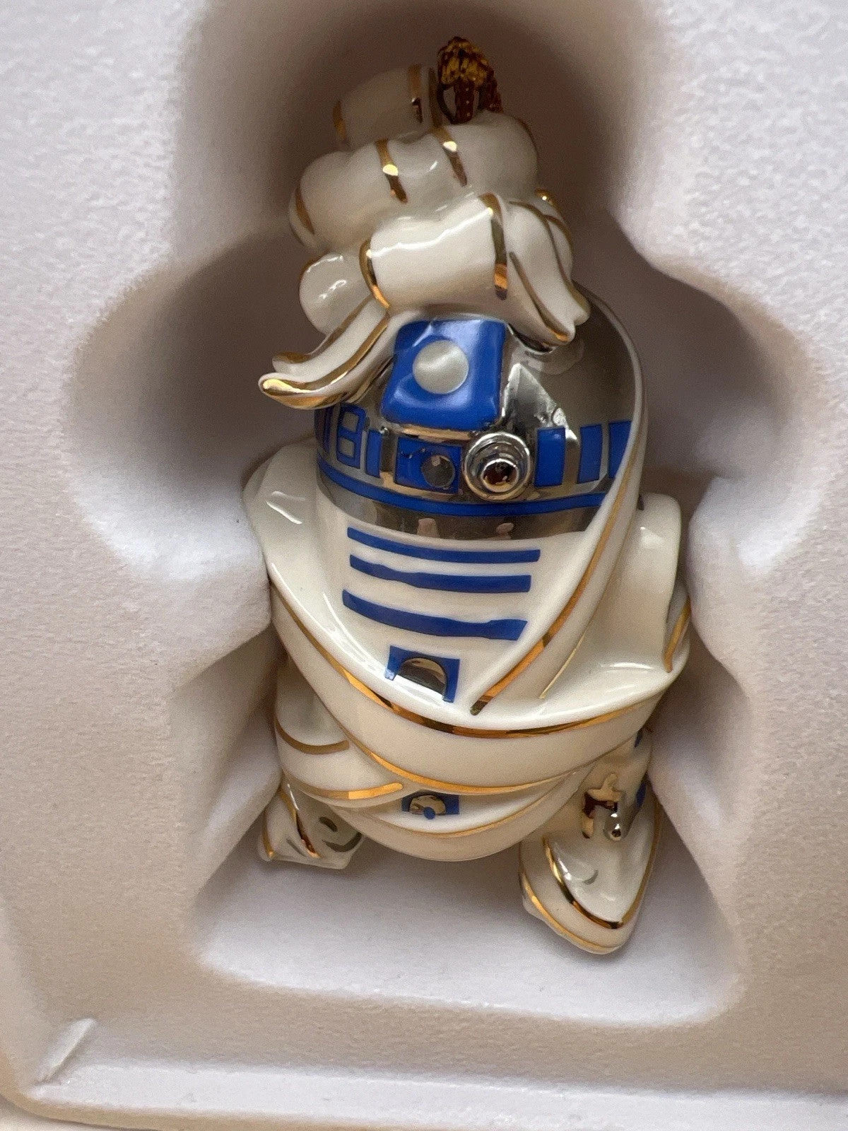 Lenox Disney R2-D2 Star Wars Droid Ornament Figurine White Bow Christmas NEW4