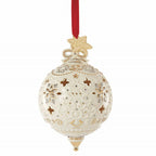 Lenox 2019 Annual Ornament Ivory Pierced Gold Stars Bas Relief Christmas NEW0