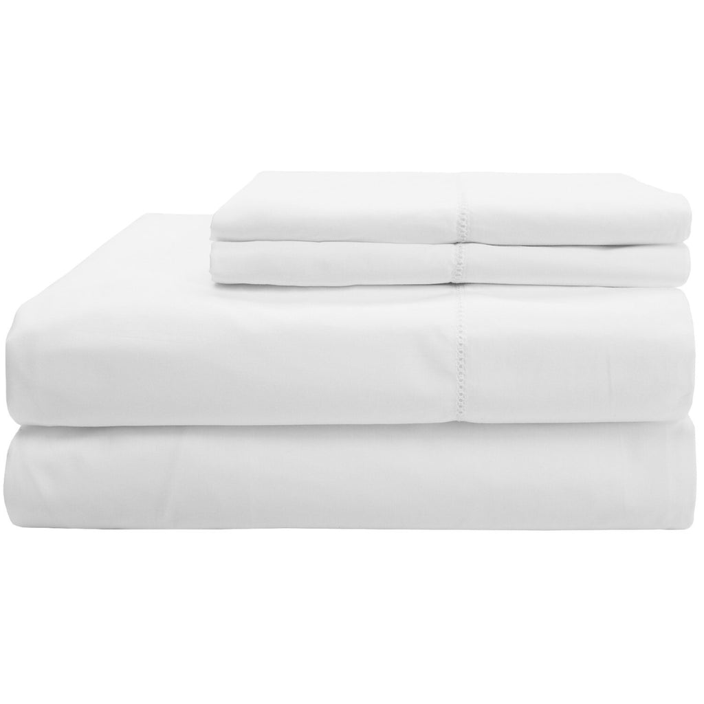 Sferra Gino White King Pillowcases 2 Solid 100% Cotton Percale 450TC Italy NEW6