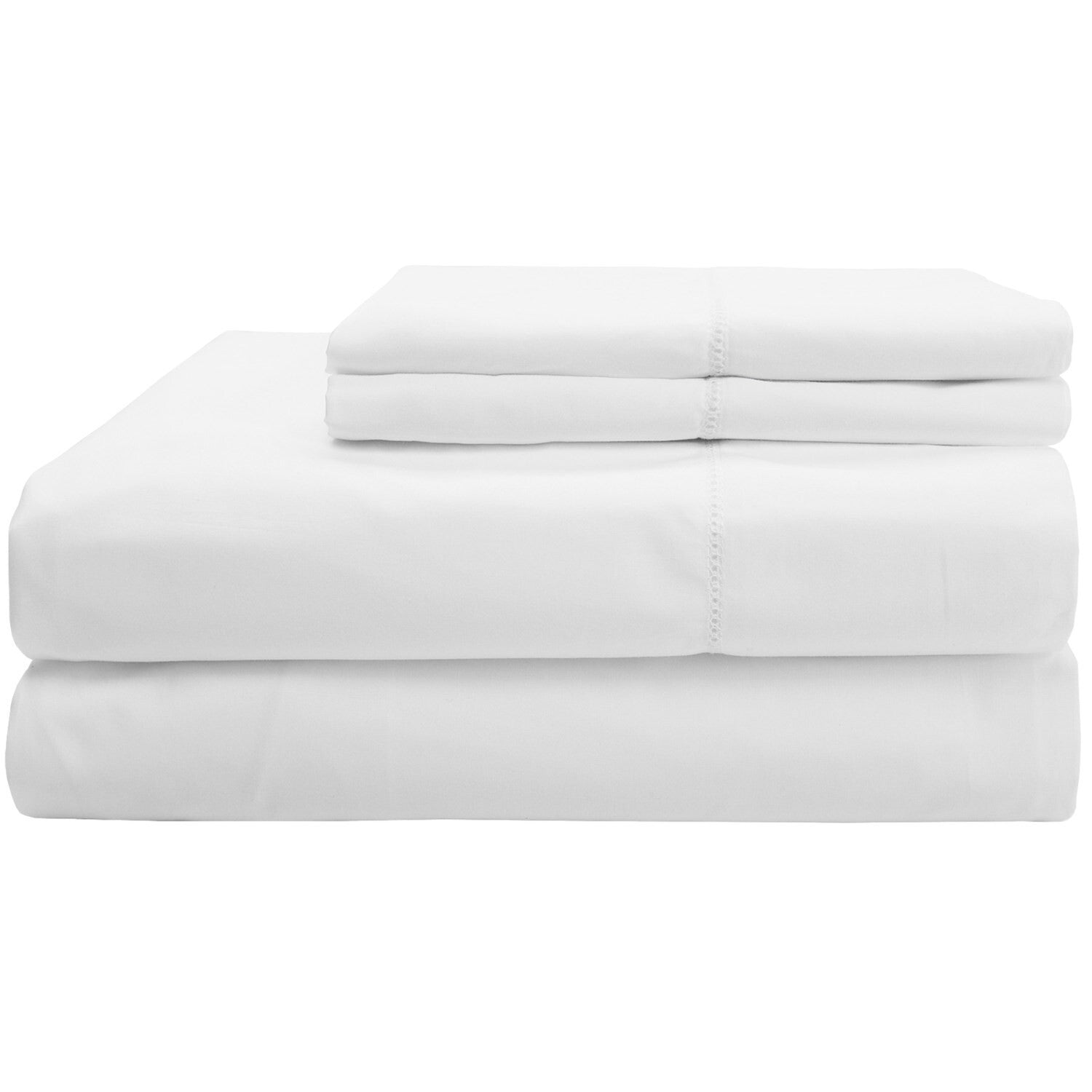 Sferra Gino White King Pillowcases 2 Solid 100% Cotton Percale 450TC Italy NEW6