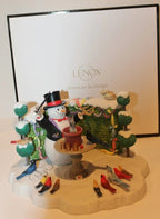 Lenox Bywaters Lighted Magician Snowman Figurine Rabbit Magic Hat Wand 6.5" NEW9