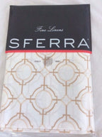 Sferra Connery Camel Euro Sham White Tile Print Egyptian Cotton Italy NEW1