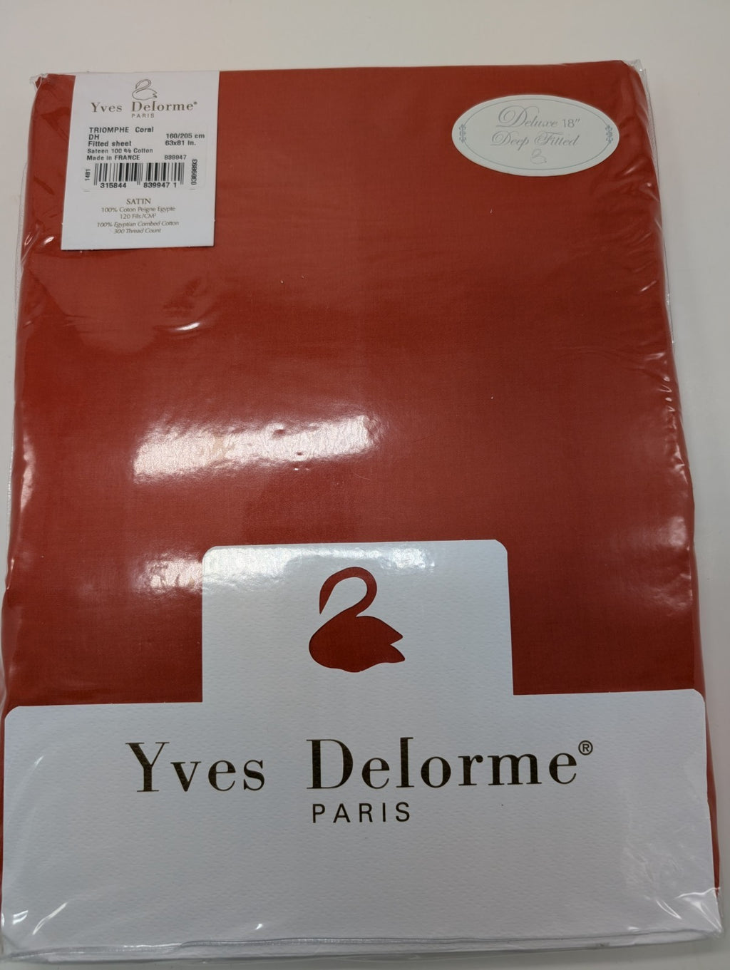 Yves Delorme Triomphe Orange Queen Sheet Set 4PC 100% Egyptian Cotton Sateen NEW2