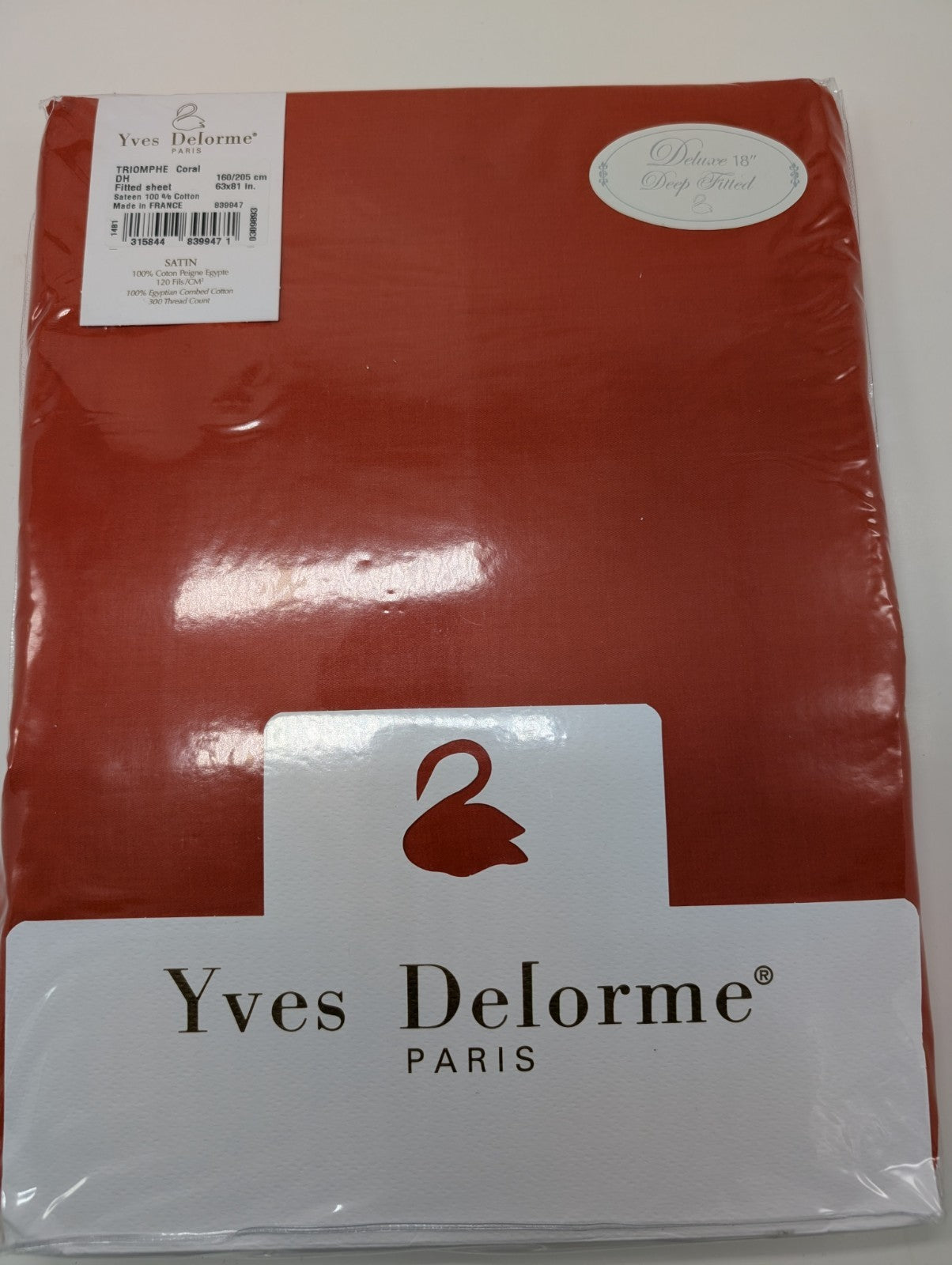 Yves Delorme Triomphe Orange Queen Sheet Set 4PC 100% Egyptian Cotton Sateen NEW2