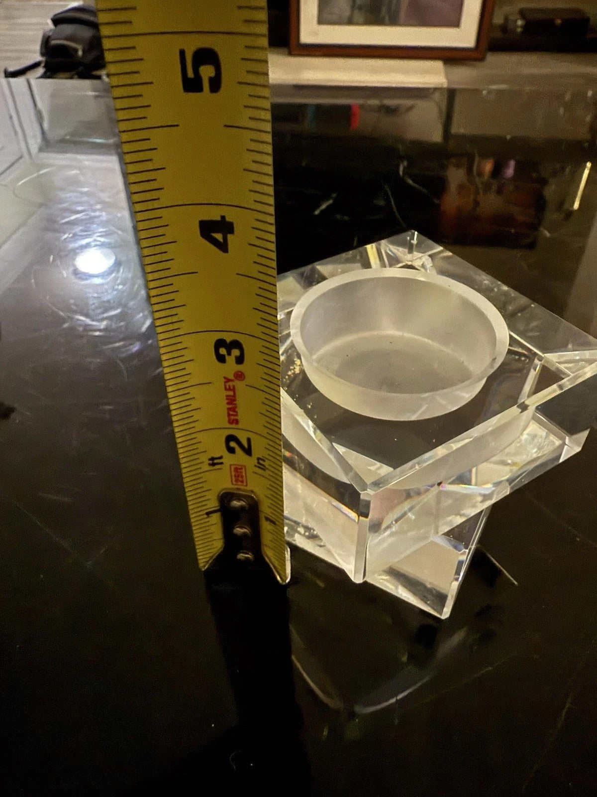 Baccarat Crystal Intangible Candlestick Holder Cubed Aric Levy 3.5" France NEW4