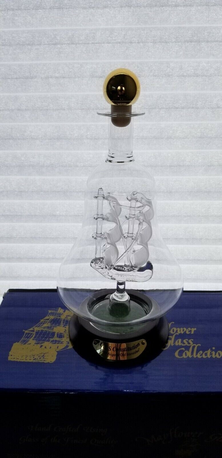 Lenox USS Constitution Navy Ship In Glass Decanter Old Ironsides Mayflower NEW6