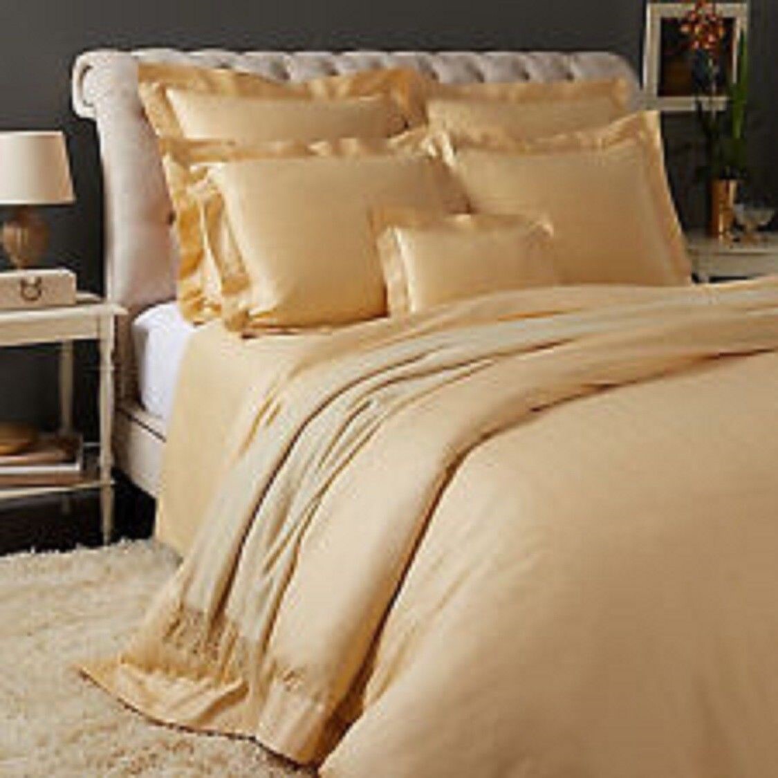 Sferra Capri Honey Queen Flat Sheet Egyptian Cotton Sateen Jacquard 1020TC NEW2