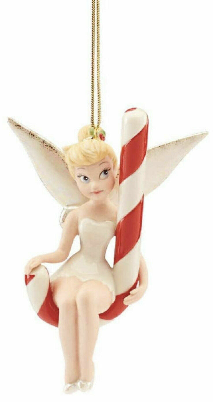 Lenox Disney 2020 Tinkerbell Figurine Ornament Sitting Sweetly Candy Cane NEW0