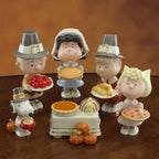 Lenox Peanuts Thanksgiving Figurines 6PC Pilgrim Dinner Snoopy Charlie Brown NEW1