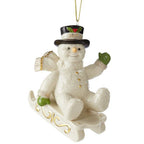 Lenox 2015 Snowman Figurine Ornament Annual Snowy Sleigh Ride Sled Christmas NEW0