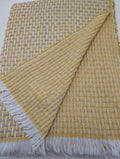 Sferra Vitta Honey Throw Blanket Cashmere Blend Fringed Basket Weave Italy NEW0