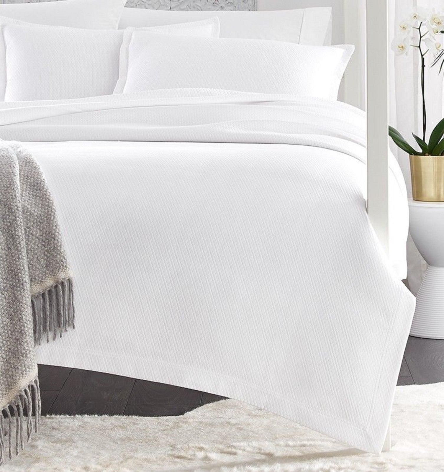 Sferra Perrio Blue Queen Coverlet Set 4PC Storm Geometric Matelassé Portugal NEW6