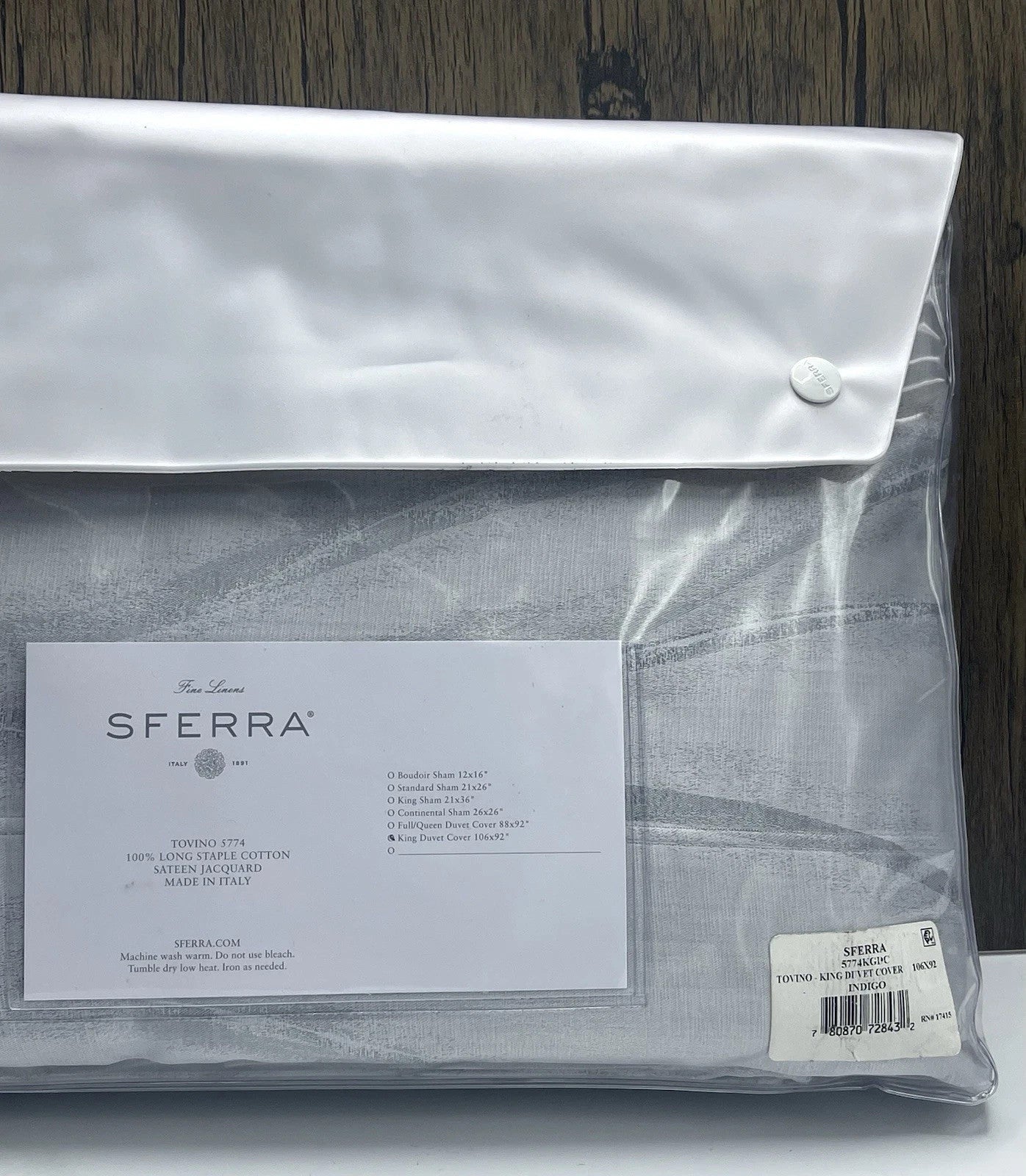 Sferra Tovino King Silver Blue Duvet Waves 100% Cotton Sateen Jacquard Italy NEW1