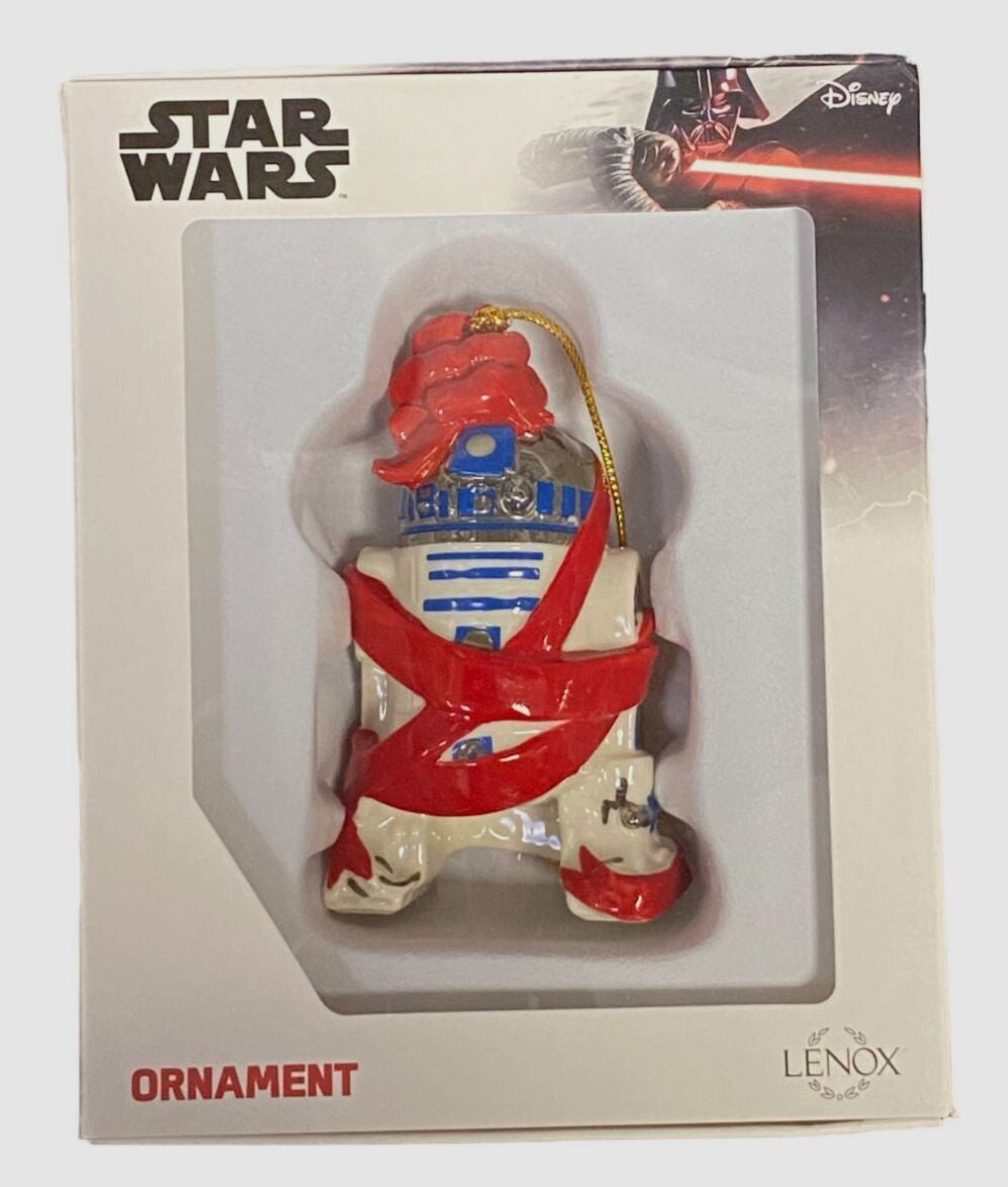 Lenox Disney R2-D2 Star Wars Droid Ornament Figurine Red Ribbon Christmas NEW2