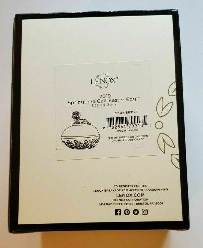 Lenox 2019 Easter Springtime Calf Egg Figurine Cow Annual Trinket Box Flower NEW1