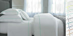 Yves Delorme Athena Queen Duvet Euro Set 3PC Aqua Stripes Egyptian Percale NEW8