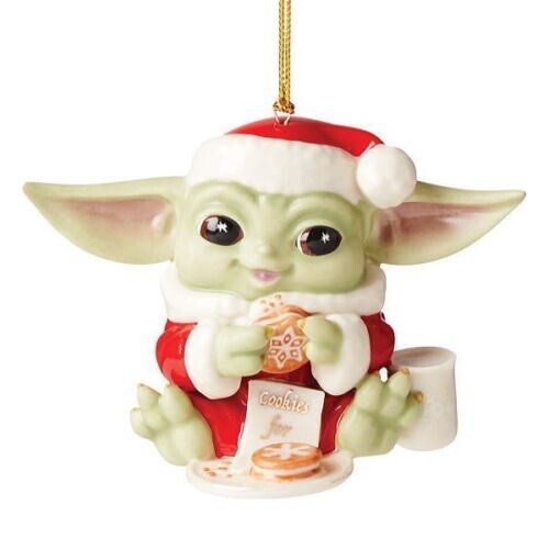 Lenox Disney Grogu Ornament Figurine Eating Cookie Star Wars  Christmas NEW8