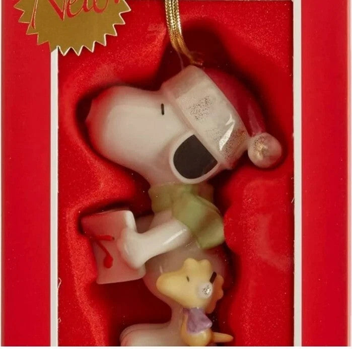 Lenox Peanuts Christmas Caroling With Snoopy Figurine Ornament Woodstock Dog NEW6