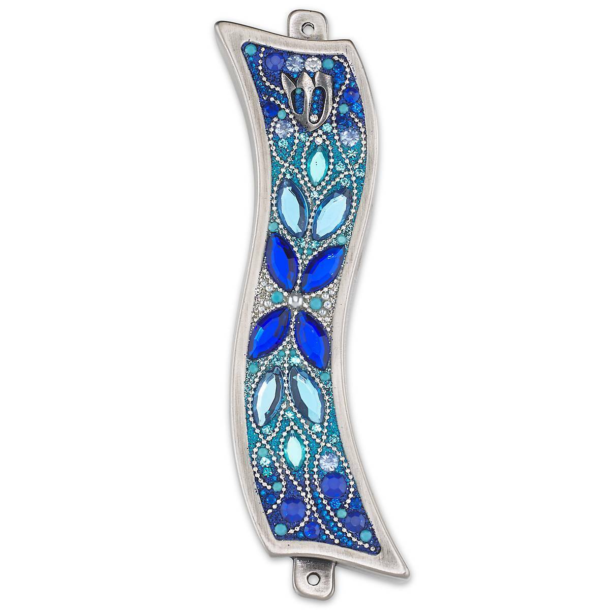 Lenox Mezuzah Case Blue Brilliance Swarovski Crystals Orit Schatzman Israel NEW1