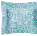 Sferra Ressa Aqua Euro Sham Floral Cornflower Blue Cotton Percale Italy NEW0